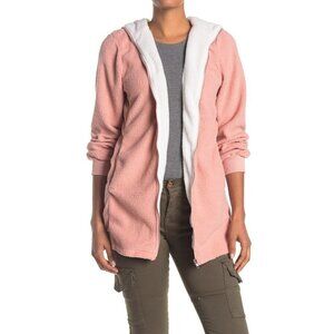 New Forgotten Grace Medium Pink Contrast Zip Front Hoodie Jacket Fleece NWT